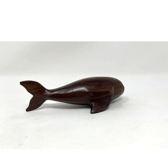 Hand Carved Ironwood Wood Whale ~ Wooden Figurine~ Miniature 4.5" - Picture 5 of 6